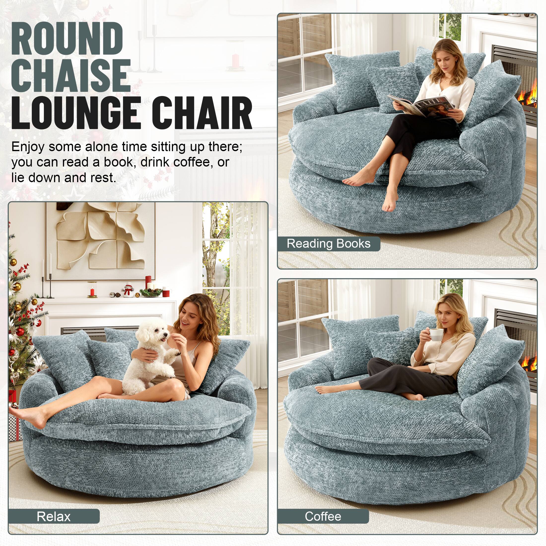 ROUND CHAISE LOUNGE CHAIR

Enjoy some alone time sitting up there; you can read a book, drink coffee, or lie down and rest.

Reading Books

Relax

Coffee
