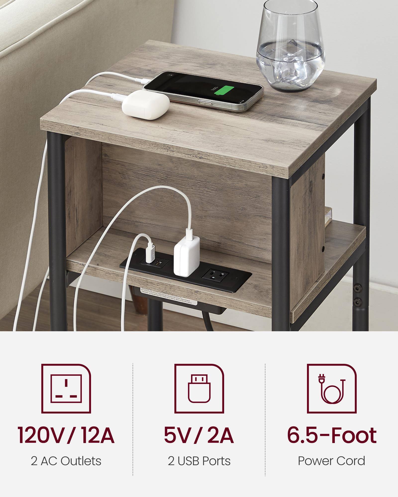 120V/12A  
2 AC Outlets  
5V/2A  
2 USB Ports  
6.5-Foot Power Cord