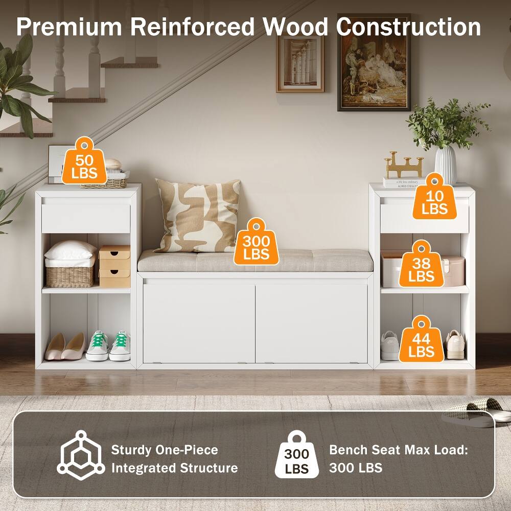 Premium Reinforced Wood Construction

50 LBS

1 Wallebsary RED STRGUGHT 10 LBS

300 LBS

38 LBS

44 LBS

Sturdy One-Piece Integrated Structure

300 LBS

Bench Seat Max Load: 300 LBS
