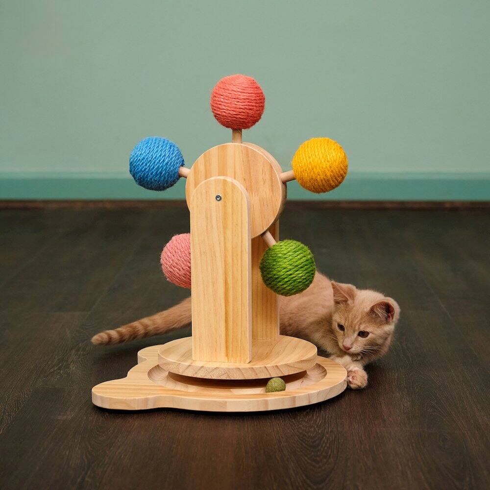 Alt View 2. Armarkat - Pinewood Ferris Wheel Cat Toy  Interactive Play Center - Beige.