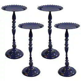 Sunnydaze - Feathered Friends Iron Pedestal Bird Feeder - 26" H – 4pk - Blue