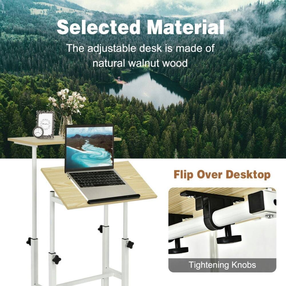 Selected Material  
The adjustable desk is made of natural walnut wood  

Flip Over Desktop  
Tightening Knobs