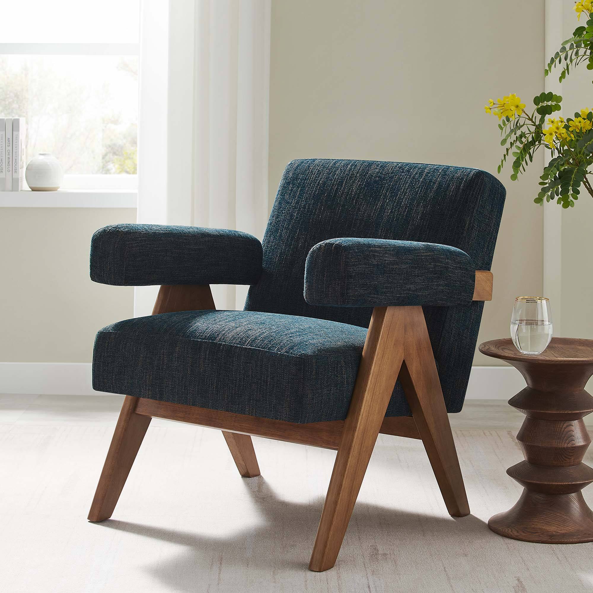 Alt View 4. Modway - Lyra Fabric Armchair by Modway - Blue.