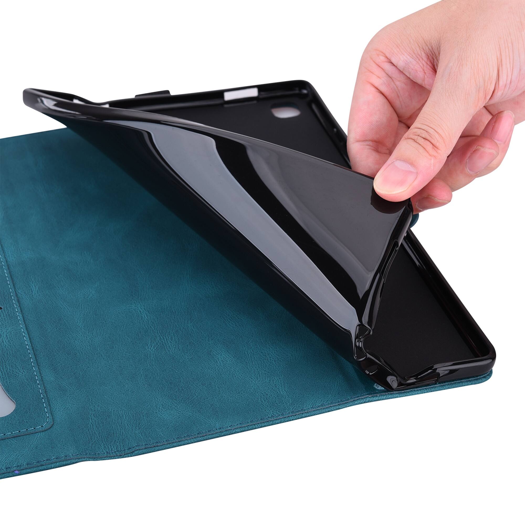 Alt View 2. Dteck - For Apple iPad (A16) 11" 2025 & iPad 10th 2022 PU Leather Embossed Butterfly Folio Case+Card Holder Flip Stand Cover - Blue.