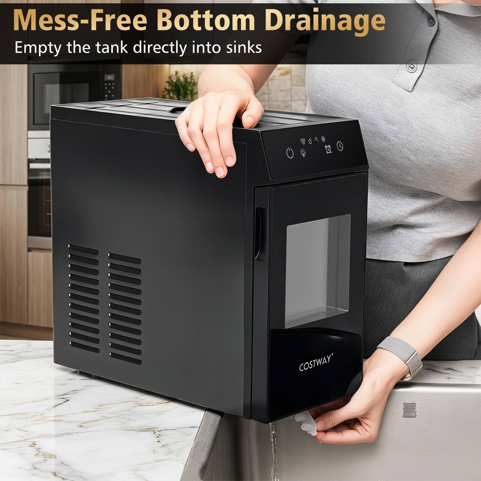 Mess-Free Bottom Drainage  
Empty the tank directly into sinks  
COSTWAY