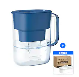 Waterdrop - PT-07C Water Filter Pitcher, 10-Cup, NSF Certified, with 1+1 Filters - Cyan