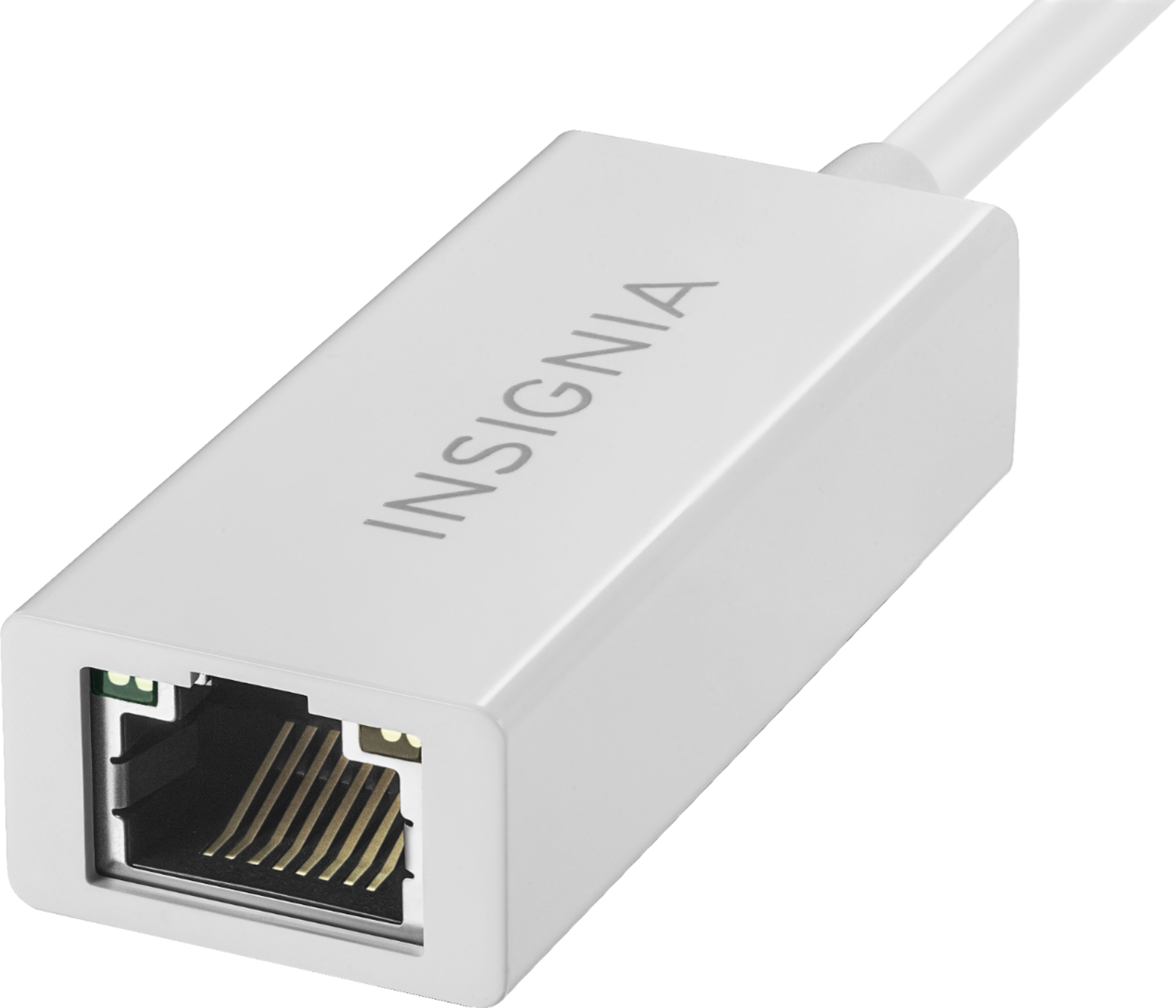 Angle View: Insignia™ - USB Type-C to Gigabit Ethernet Adapter - White