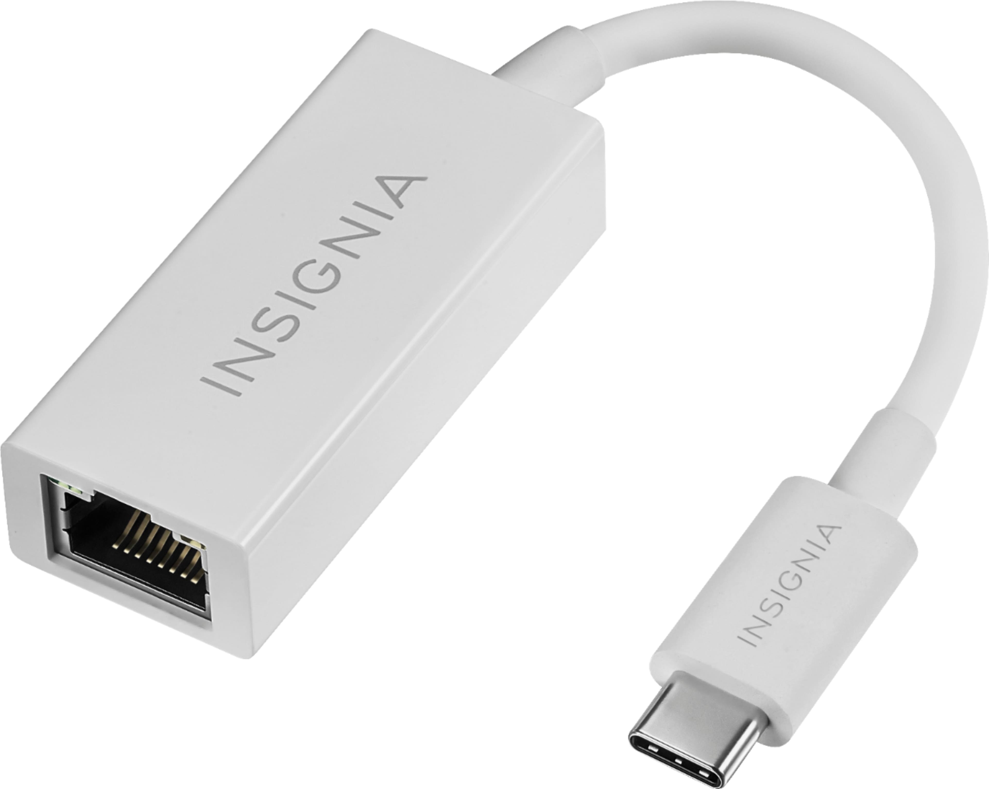 Front. Insignia™ - USB Type-C to Gigabit Ethernet Adapter - White.