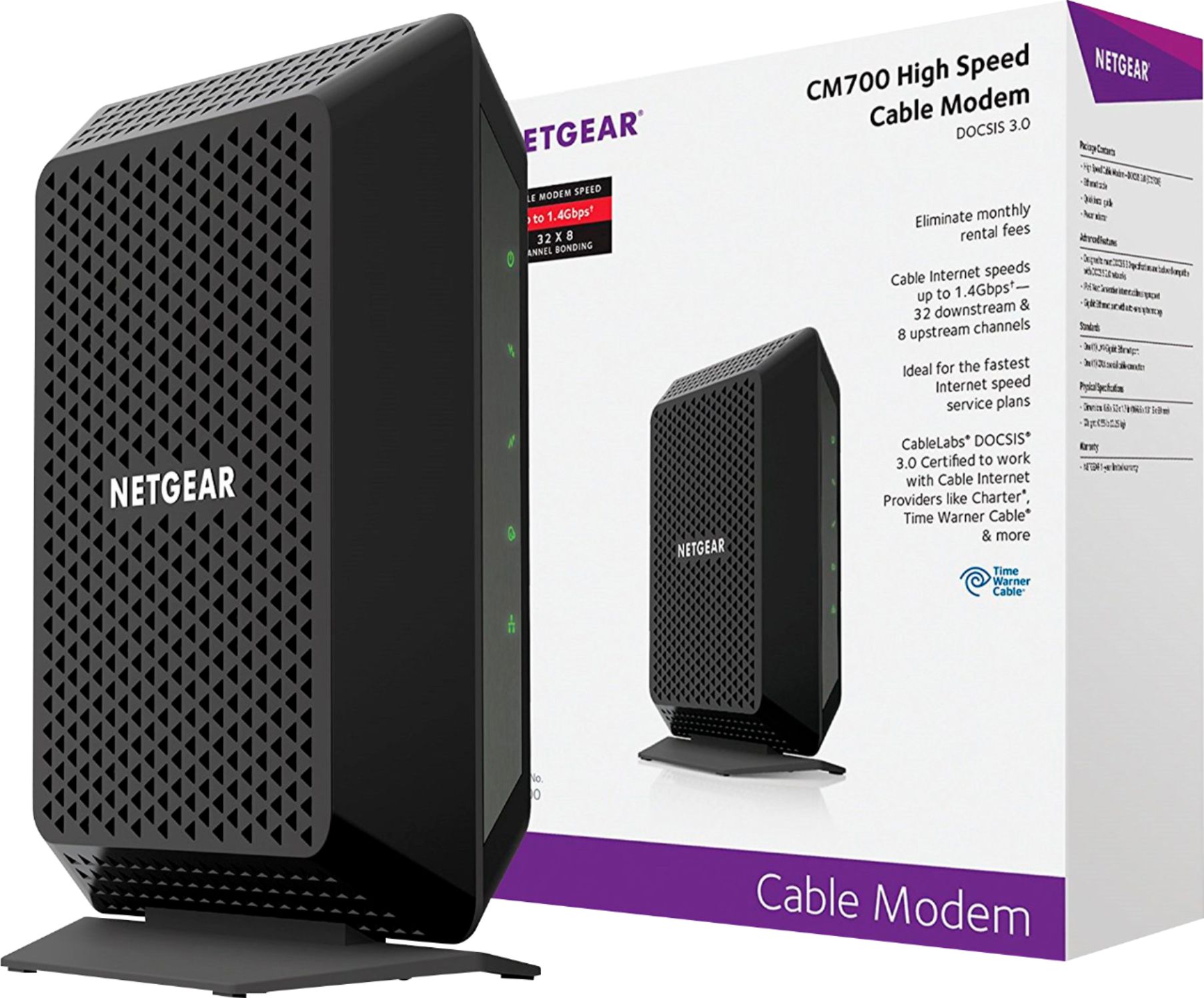 Netgear 32 X 8 Docsis 3 0 Cable Modem Black Cm700 100nas Best Buy