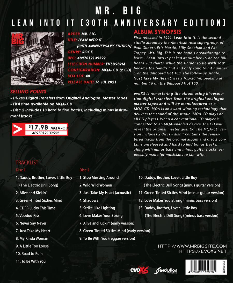Big Lean Rapper Mr Big Lean Into It (30th Anniversary Edition) (2MQA CD) COMPACT DISCS ...