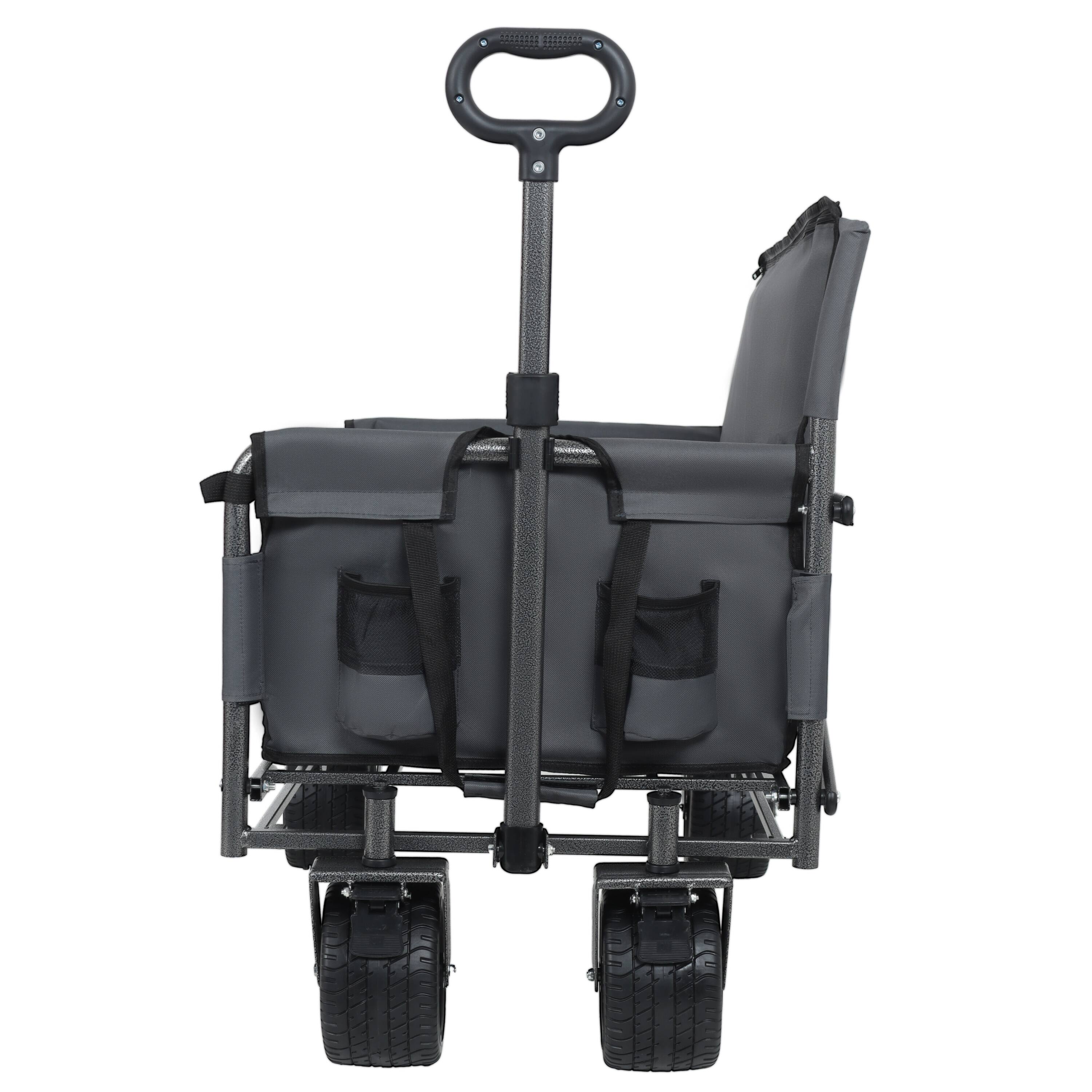 Back. Mondawe - 3-in-1 Convertible Folding Wagon Utility Carts w/ 500LBS Capacity, 180L Space, All-Terrain Wheels for Outdoor Use - Gray.