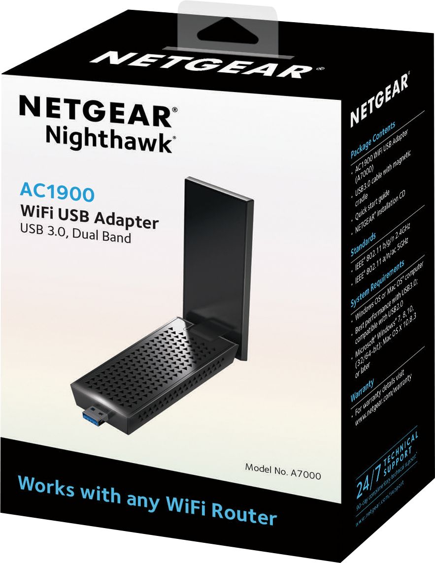 NETGEAR Nighthawk AC1900 Dual-Band WiFi USB 3.0 Adapter Black A7000-10000S  - Best Buy
