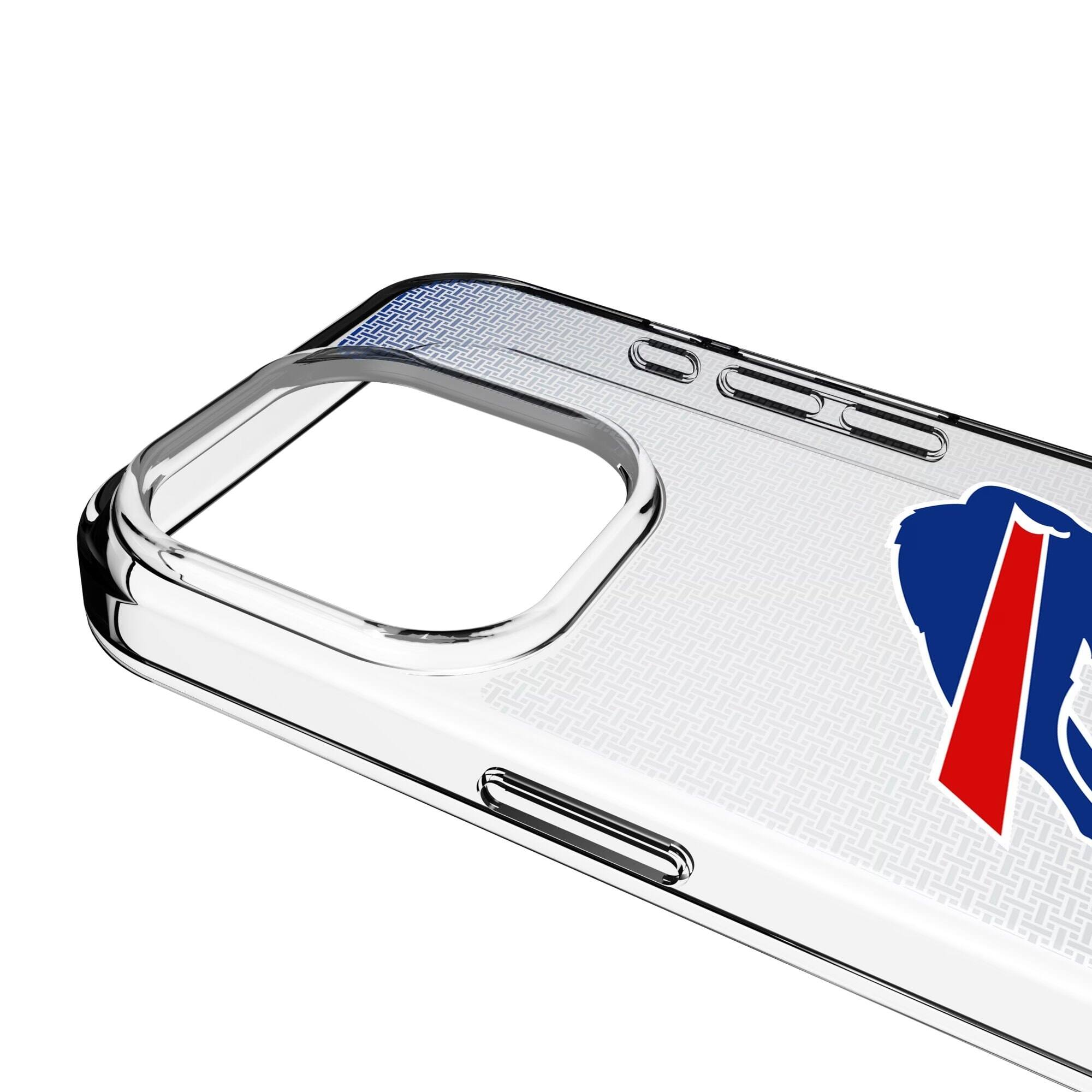 Alt View 2. Keyscaper - Buffalo Bills Linen Logo iPhone Clear Case - 14 Pro - Multicolor.