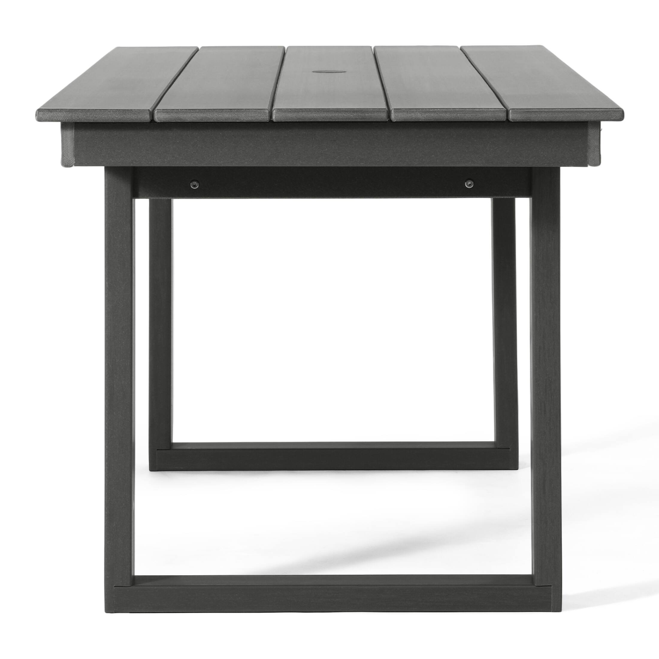 Back. WestinTrends - WestinTrends Paloma 68" Outdoor HDPE Modern Rectangular Patio Dining Table With Umbrella Hole - Gray.
