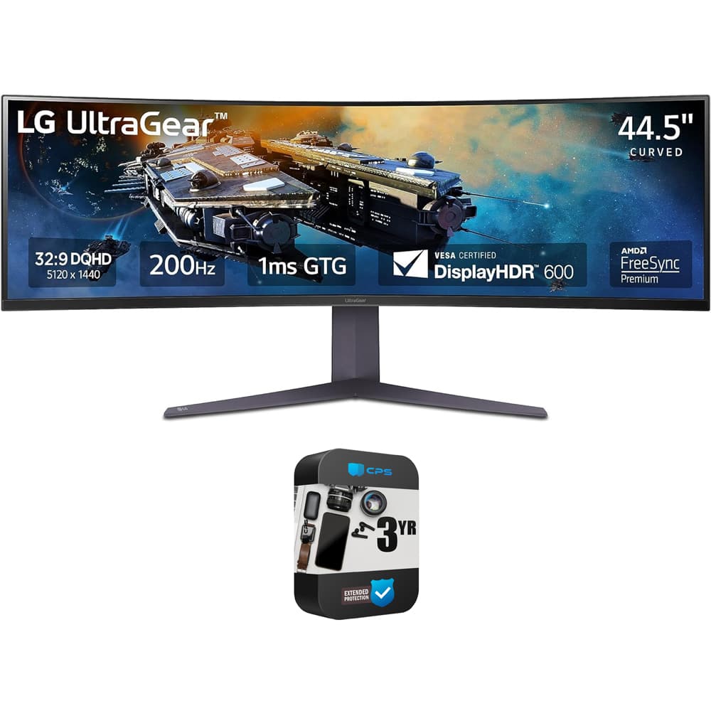 LG - 45GR75DCB 45 Ultragear Curved Gaming Monitor w/ 3 Year Warranty Bundle