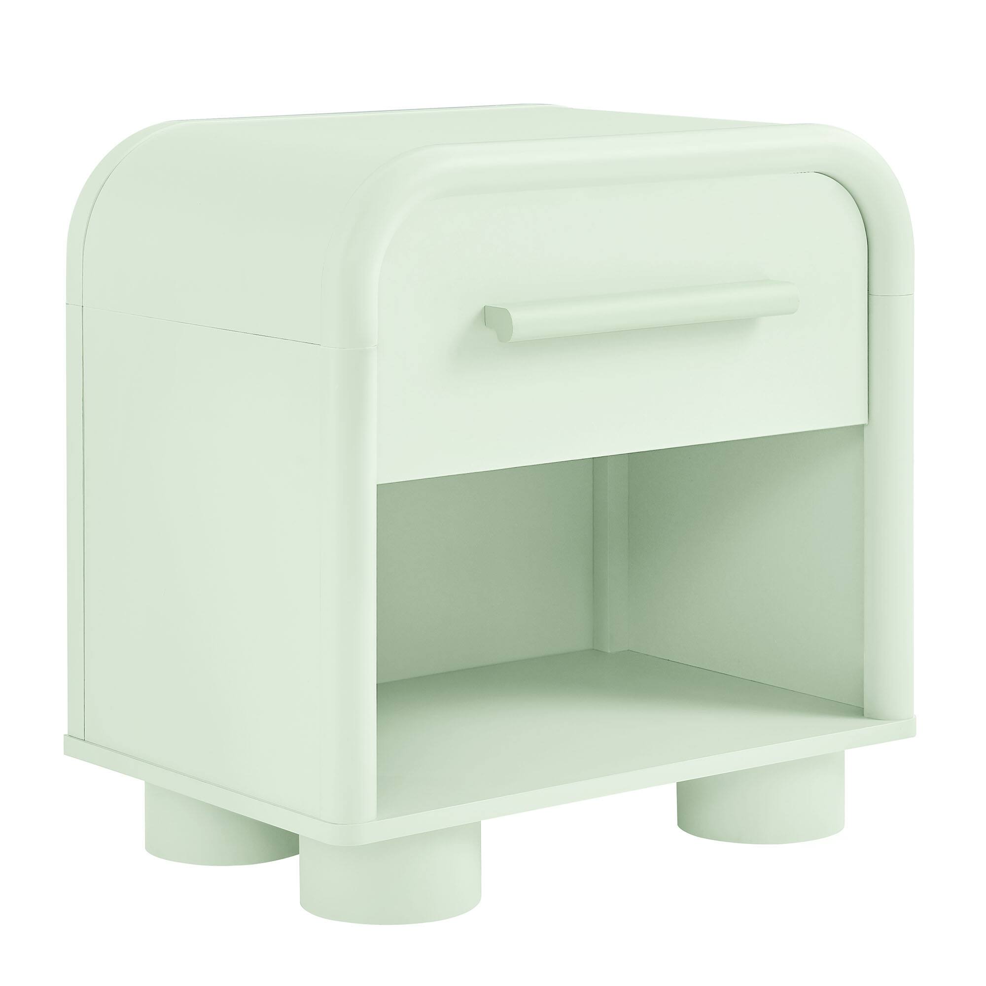 Angle. Modway - Bellamy Curved 1-Drawer Nightstand by Modway - Sage.