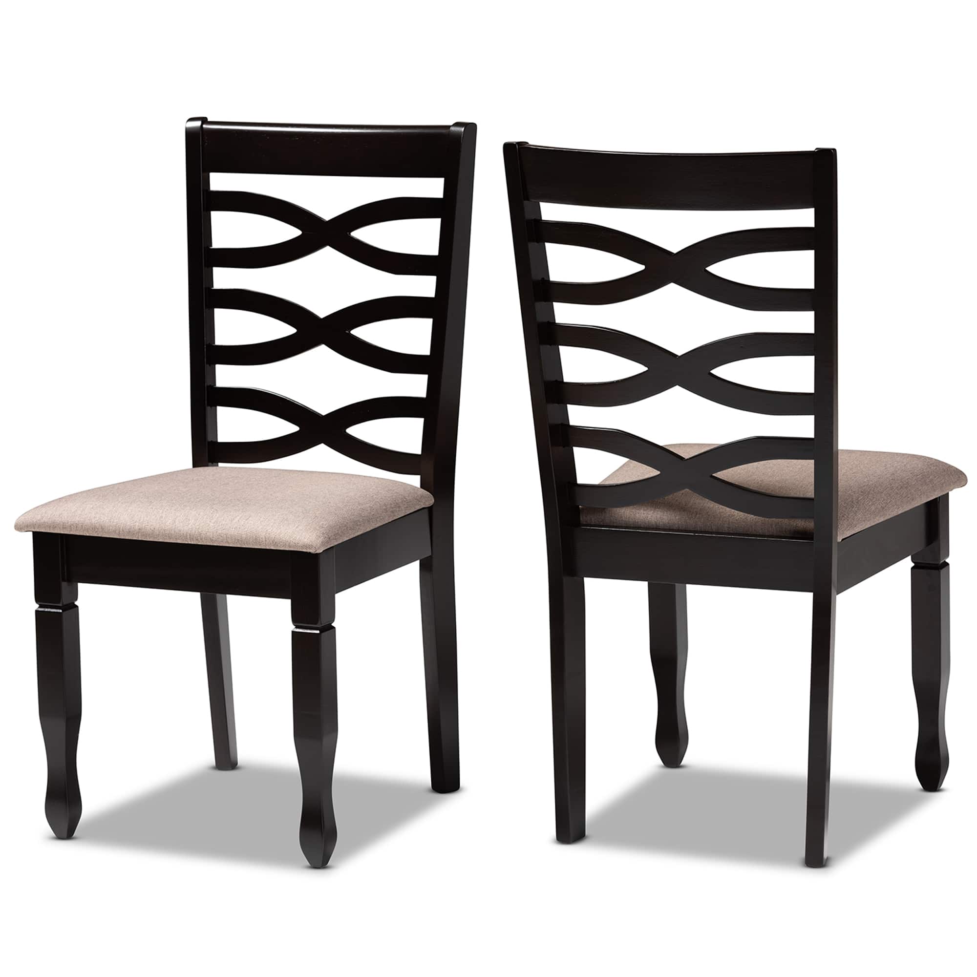 Baxton Studio - Lanier Modern and Contemporary Fabric Upholstered Finished 2-Piece Wood Dining Chair Set - Sand/Dark Brown price history on PriceWatchPro