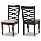 Front. Baxton Studio - Lanier Modern and Contemporary Fabric Upholstered Finished 2-Piece Wood Dining Chair Set - Sand/Dark Brown.
