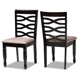 Baxton Studio - Lanier Modern and Contemporary Fabric Upholstered Finished 2-Piece Wood Dining Chair Set - Sand/Dark Brown