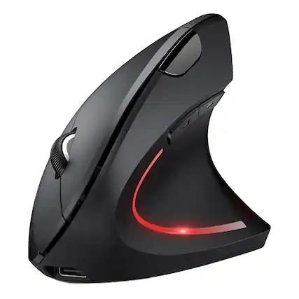 Front. PRIMEPLUS - Wireless Ergonomic Mouse - Vertical Wireless Optical Mouse with Silent Click, 4800 DPI (6 Adjustable), Rechargeable - 2. - Black.