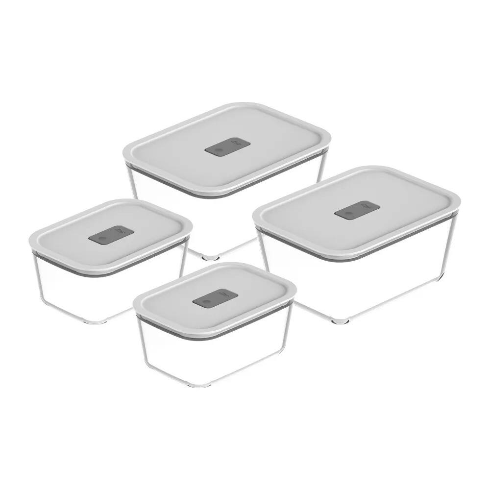 Alt View 10. OU - OU Glass Food Storage Container Set 8pc (set of 4) Airtight Leak Proof Lid with Microwave Valve.