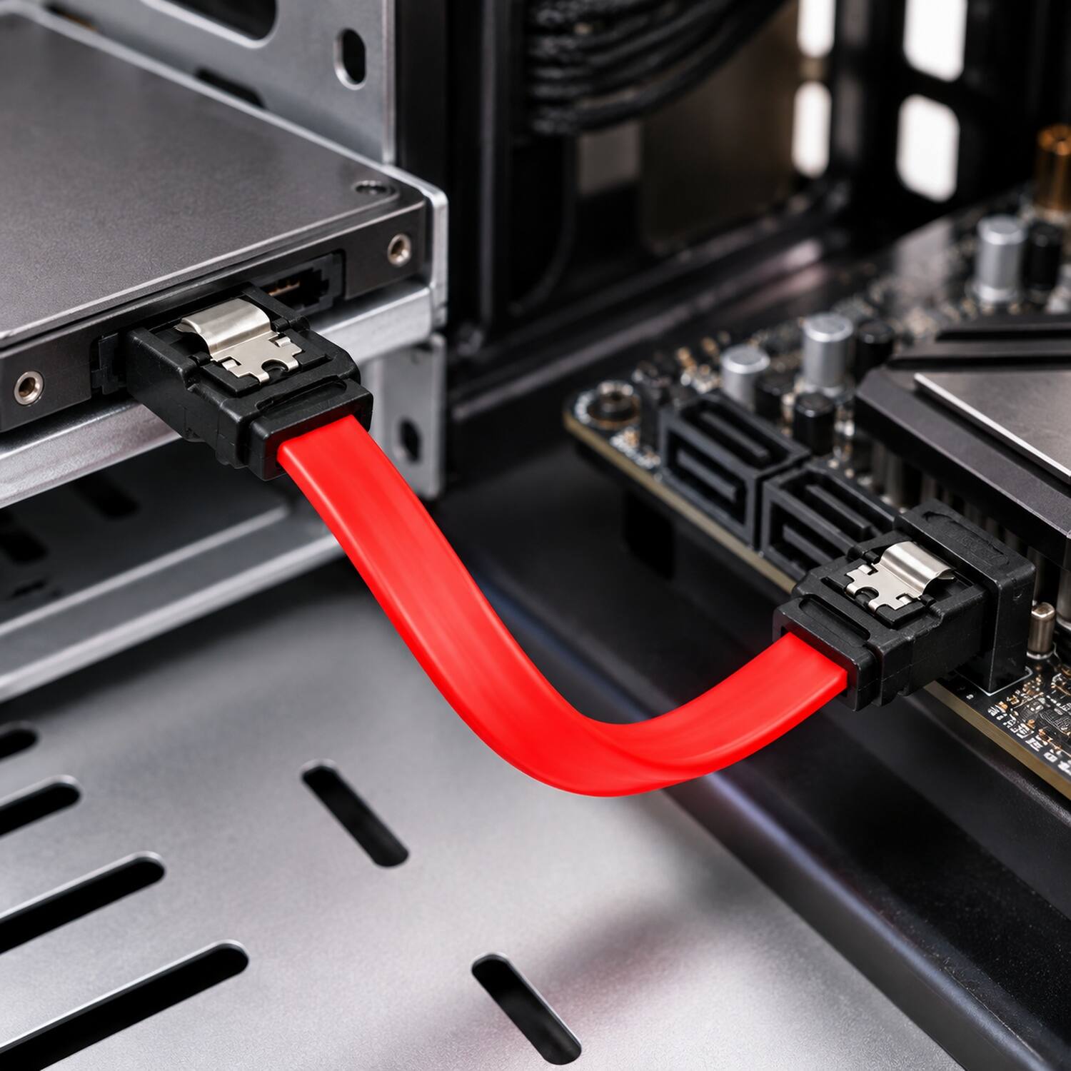 Left. Sanoxy - 0.5m 7-pin 180-Degree Serial ATA Device Cable with Latch - Multi.