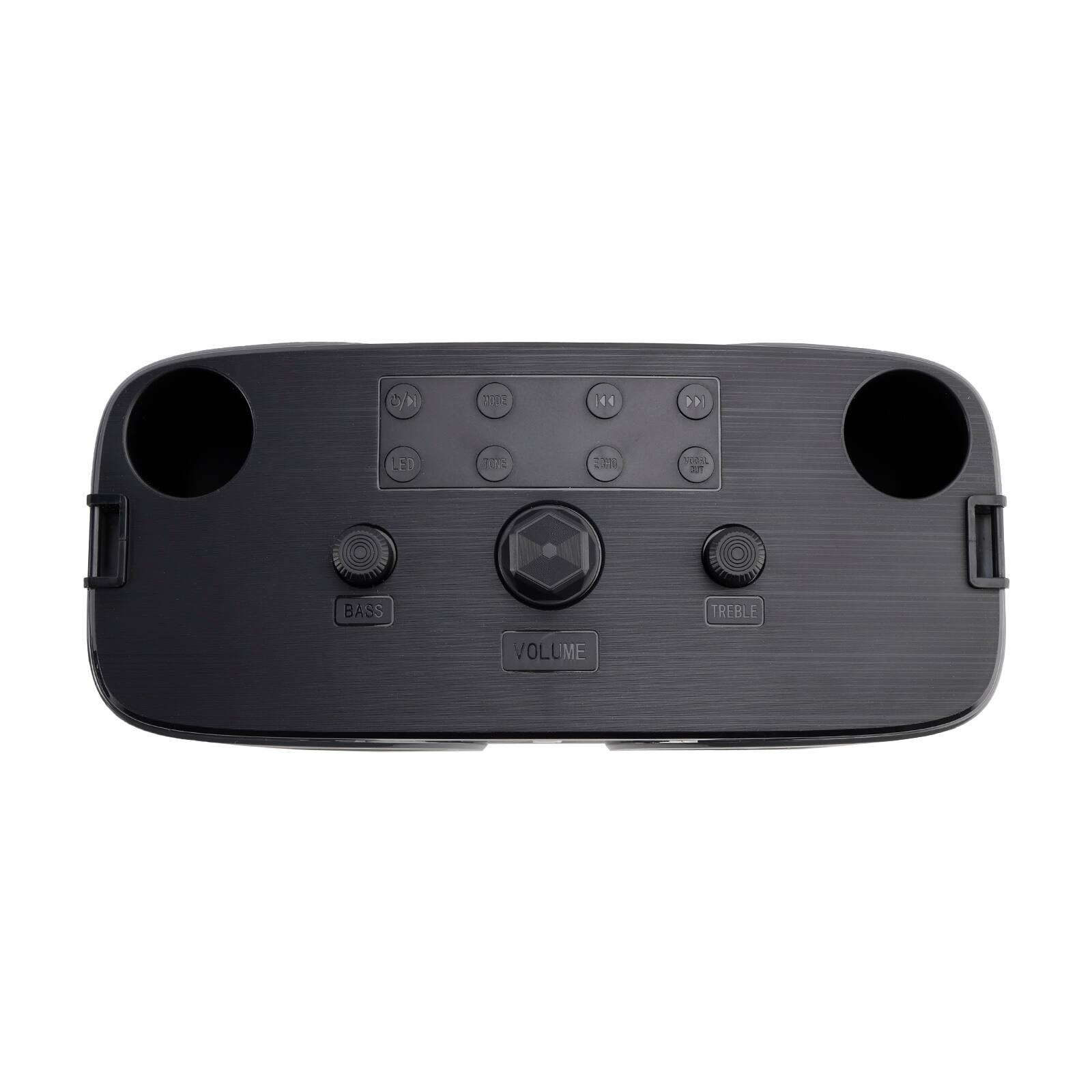 /N 20E 44 > LEO T0a 2076 100% an JI M BASS TREBLE VOLUME

- BASS
- TREBLE
- VOLUME
- LED
- TWS
- PLAY/PAUSE
- NEXT
- PREV
- REPEAT
- SHUFFLE