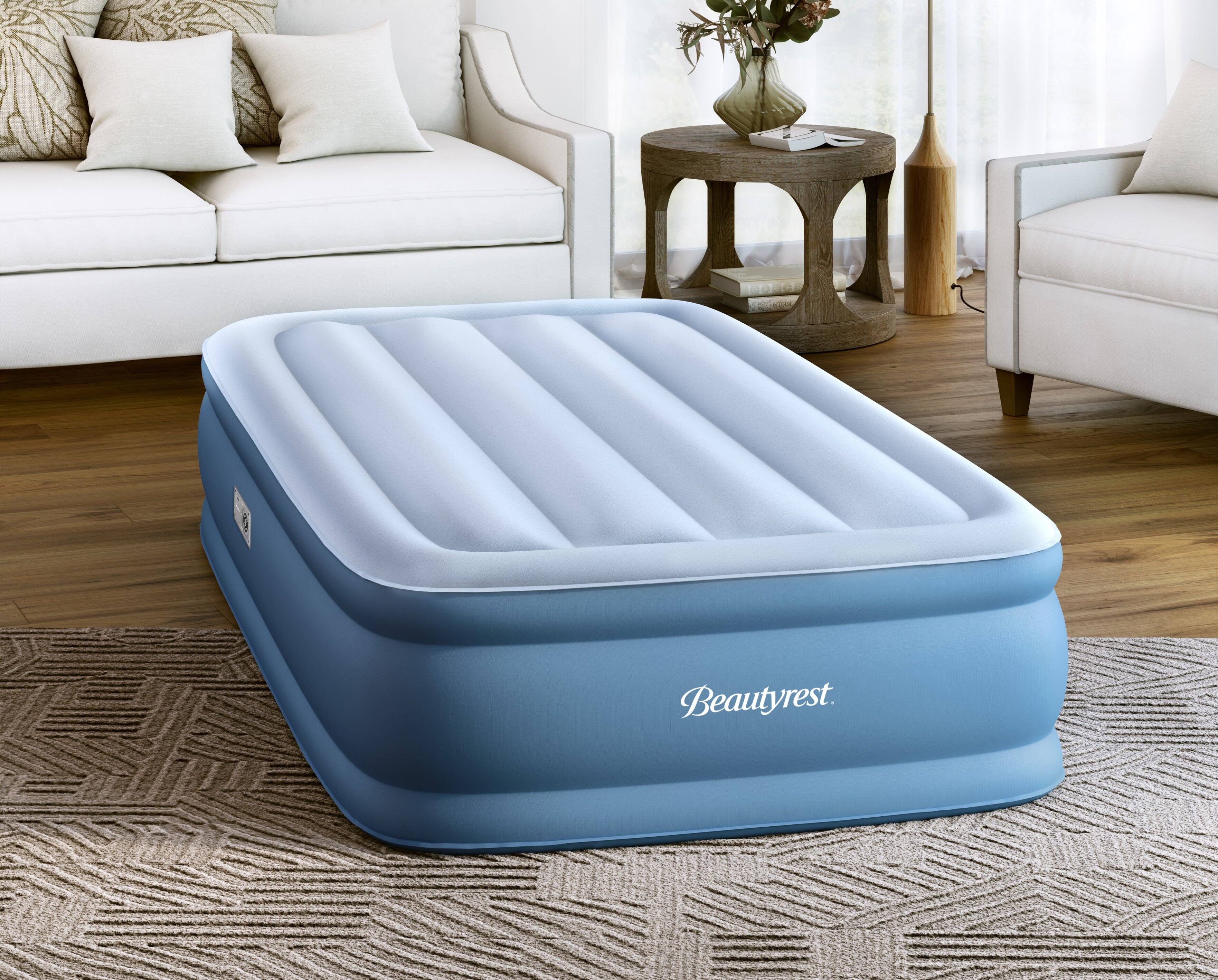 Alt View 3. Beautyrest - Beautyrest Sensarest Raised Inflatable Air Mattress with Built-In Pump, Twin - GRAY/BLUE.