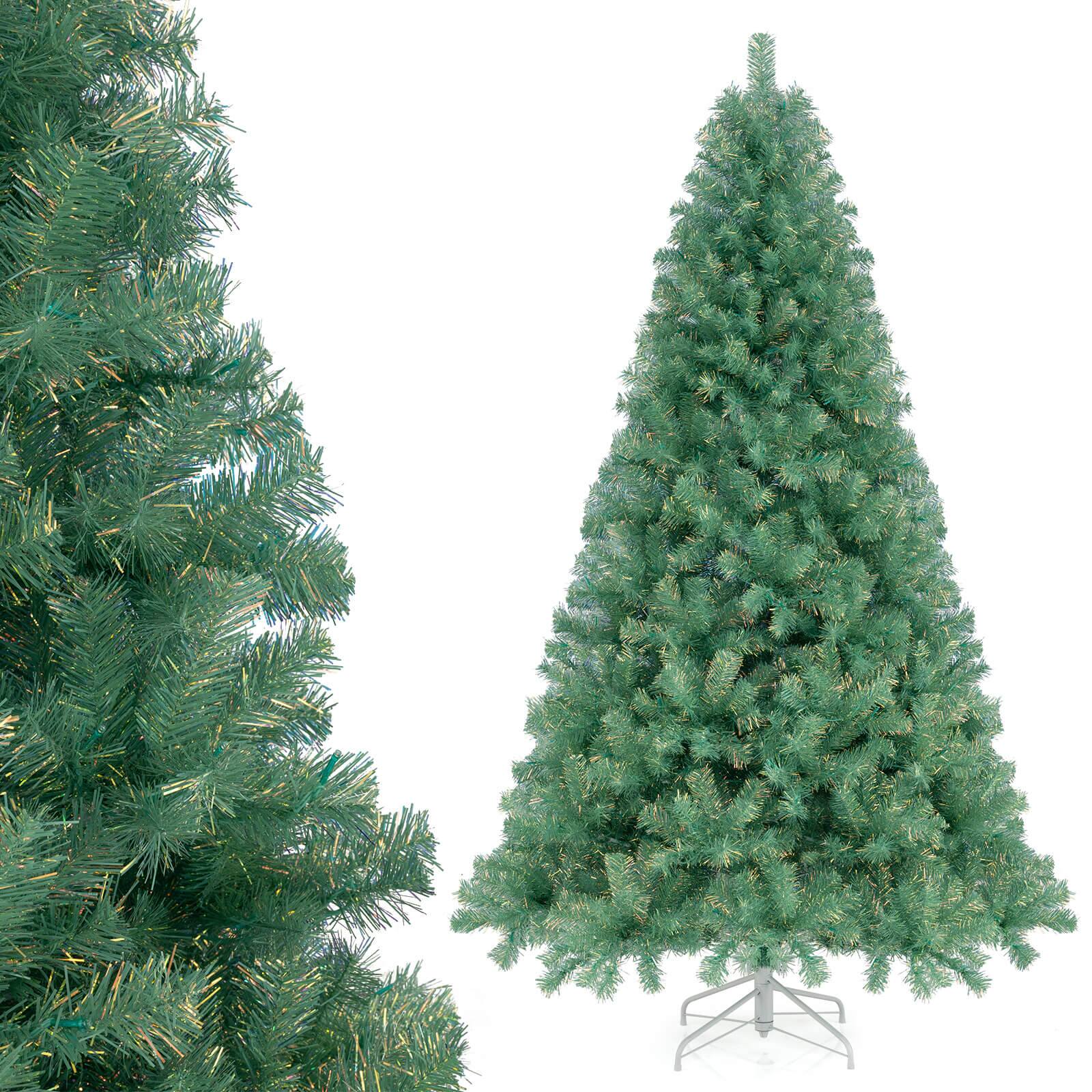 Alt View 9. Costway - Costway 7.5 FT Artificial Xmas Tree with 1300 Branch Tips, 550 Warm White LED Lights 8 Modes Fruit Green - Fruit Green.