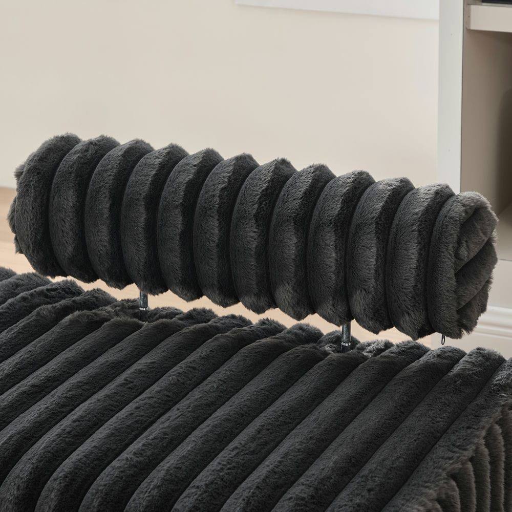 Alt View 4. Kadyn - 49.6" Wide Upholstered Mini Loveseat, 2-Seater Small Sofa End of Bed Bench Window Ottoman Footrest, Charcoal - Gray.