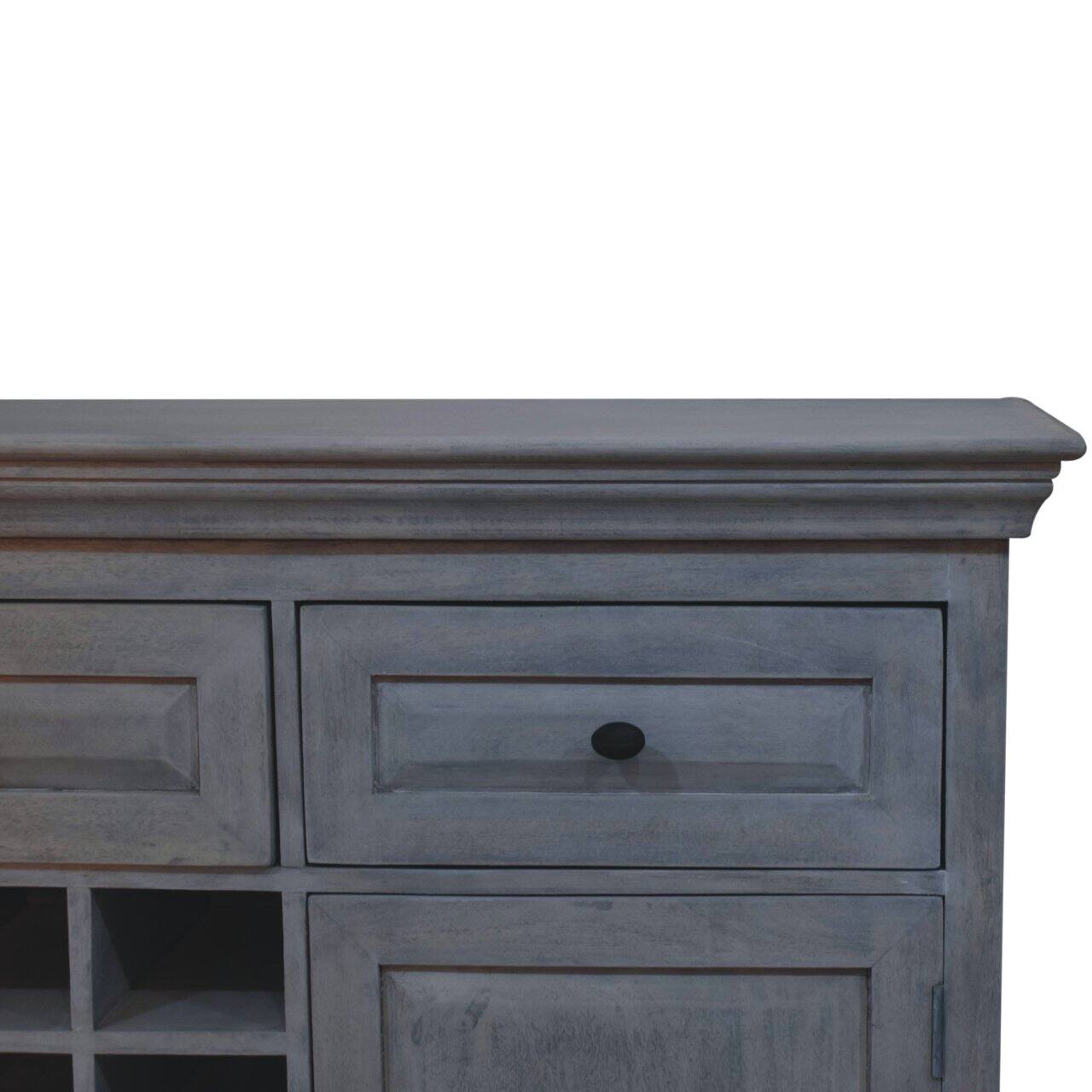 Alt View 1. Artisan Furniture - Artisan Furniture Solid Wood Acid Wash Wine Storage Unit, 3 Drawers, 2 Doors, Acid Wash Color - Acid Wash.