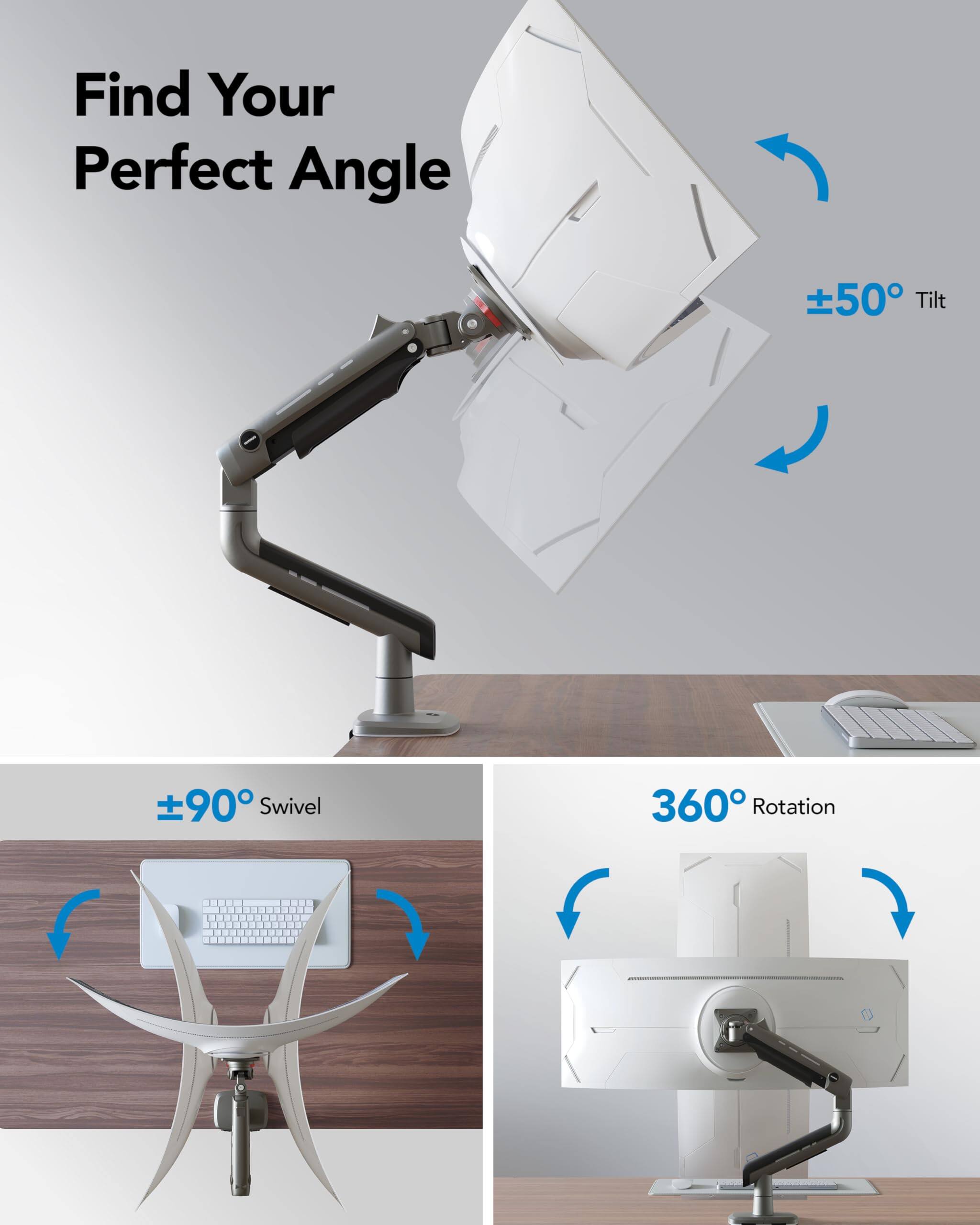 Find Your Perfect Angle  
±50° Tilt  
±90° Swivel  
360° Rotation