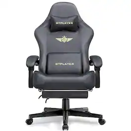 GTPlayer - Gaming Chair Fabric with Pocket Spring Cushion High Back Computer Chair - Gray