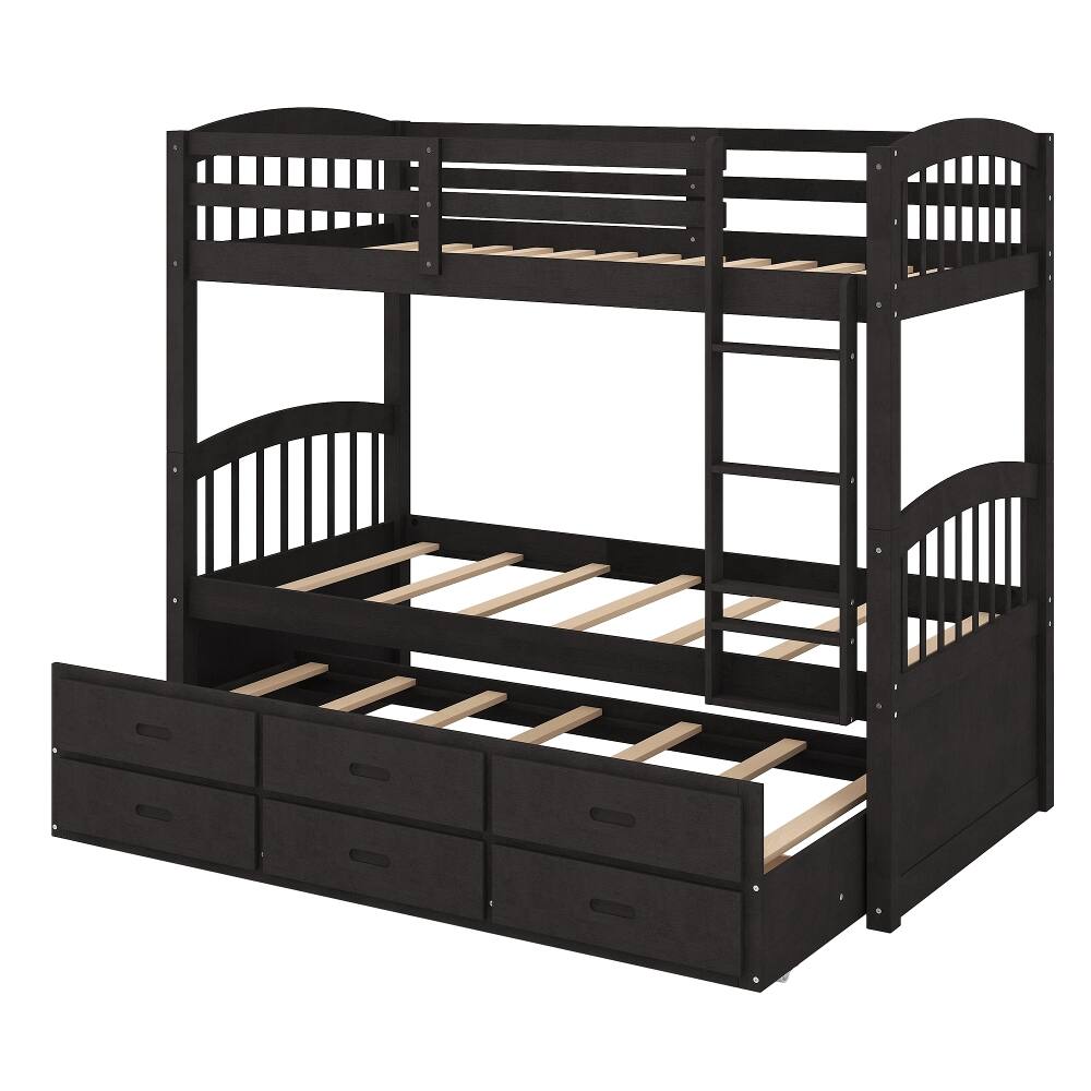Alt View 8. Loheer - Loheer Twin Over Twin Bunk Bed with Trundle and Drawers Espresso Wood - Espresso.