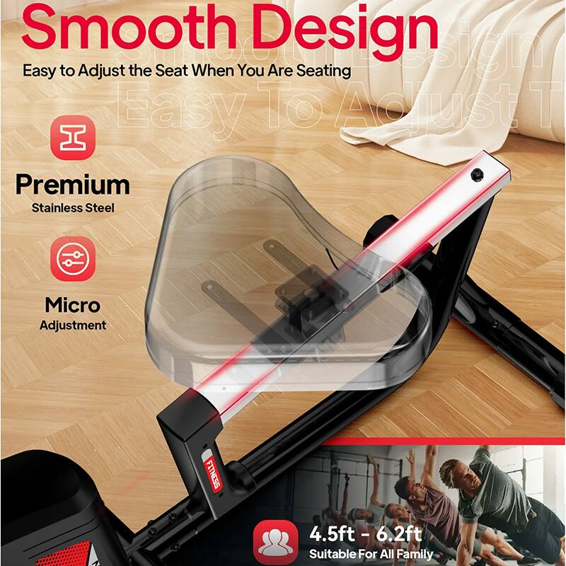 Smooth Design  
Easy to Adjust the Seat When You Are Seating  

Premium Stainless Steel  
Micro Adjustment  

4.5ft - 6.2ft  
Suitable For All Family