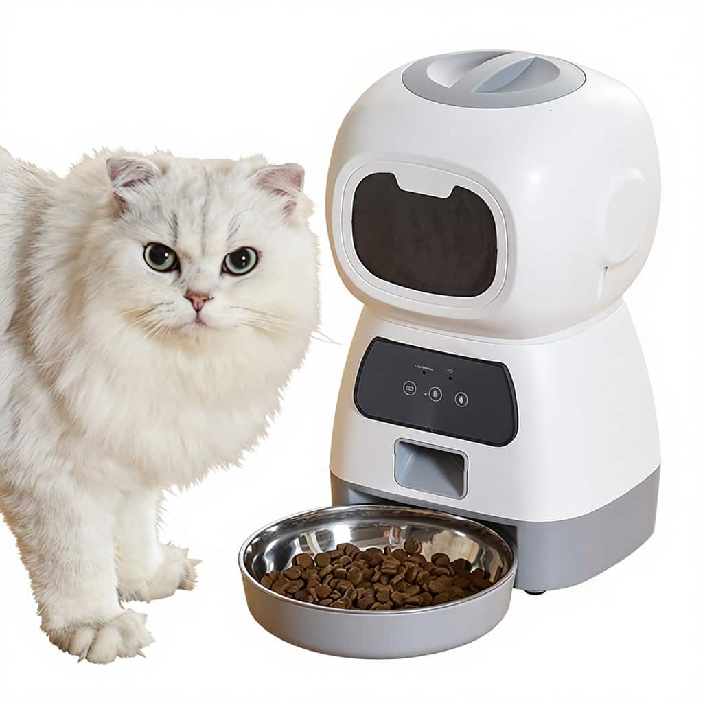 Cluzine - WiFi Smart Control 3.5L Pet Feeder, Automatic Timed & Quantitative Food Dispenser - White