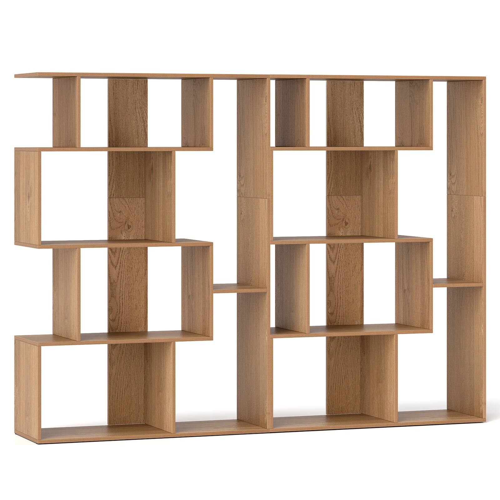 Alt View 5. Gymax - Gymax 2 PCS 47'' Open-back Geometric Bookshelf Free-standing Storage Shelf Unit Natural - Natural.