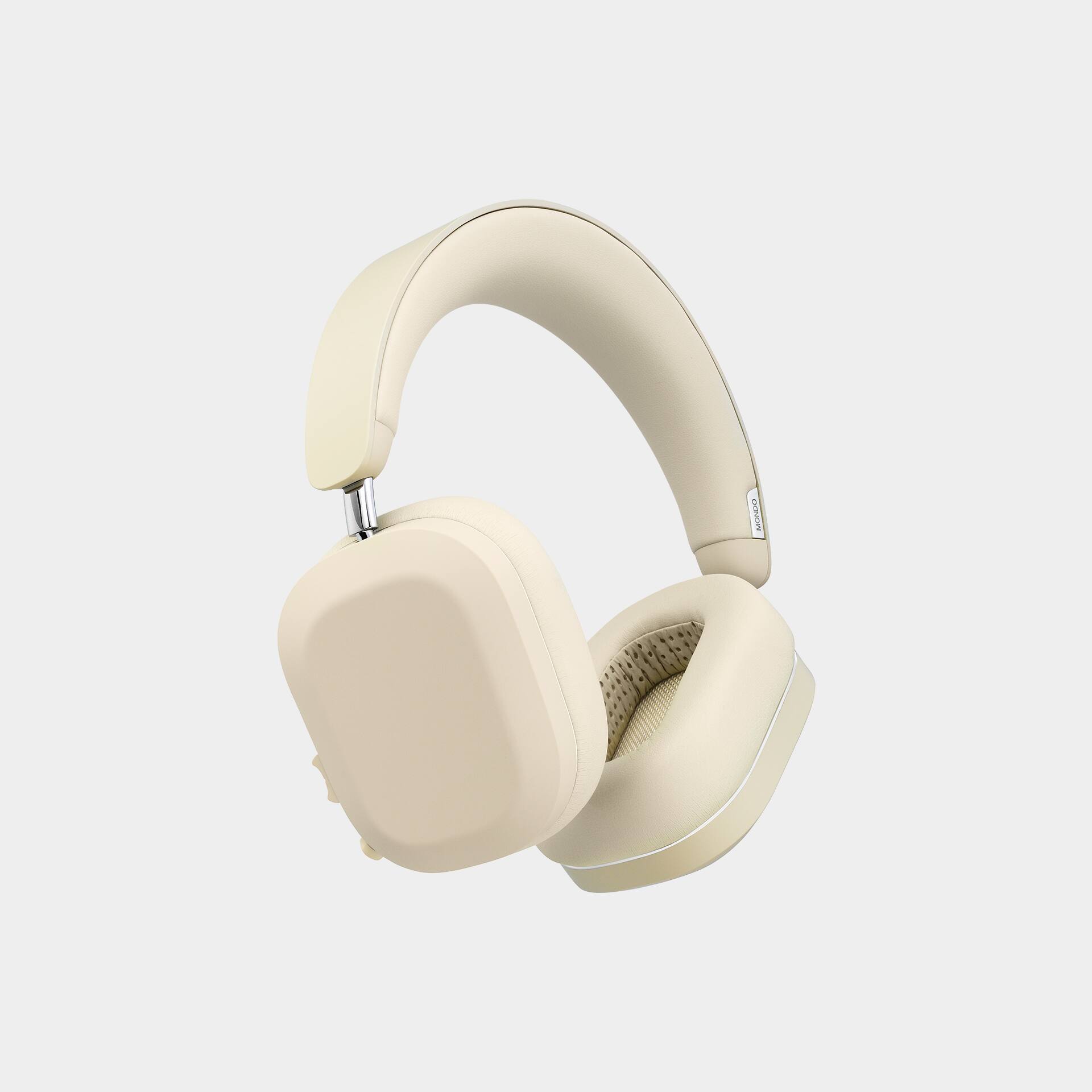 Left. MONDO - Over Ear Wireless Headphones, Bluetooth 5.3, 48 hour battery - Greige.