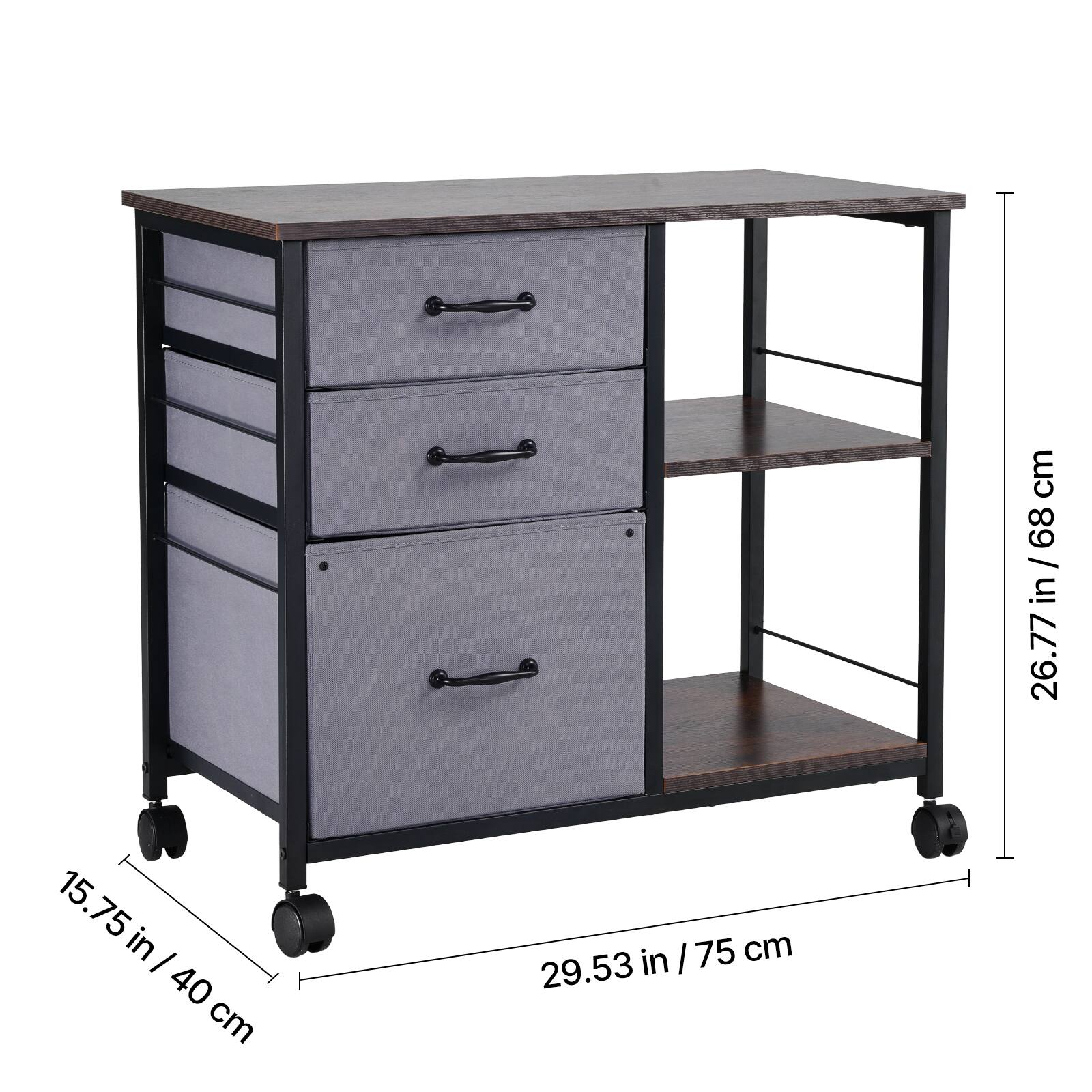 - Height: 26.77 in / 68 cm
- Width: 29.53 in / 75 cm
- Depth: 15.75 in / 40 cm