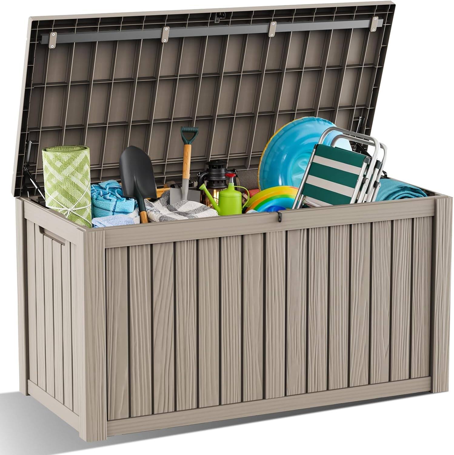 Front. Yardgrace - 120 Gallon Waterproof Deck Box Lockable Patio Storage for Patio Furniture,Garden - Brown.