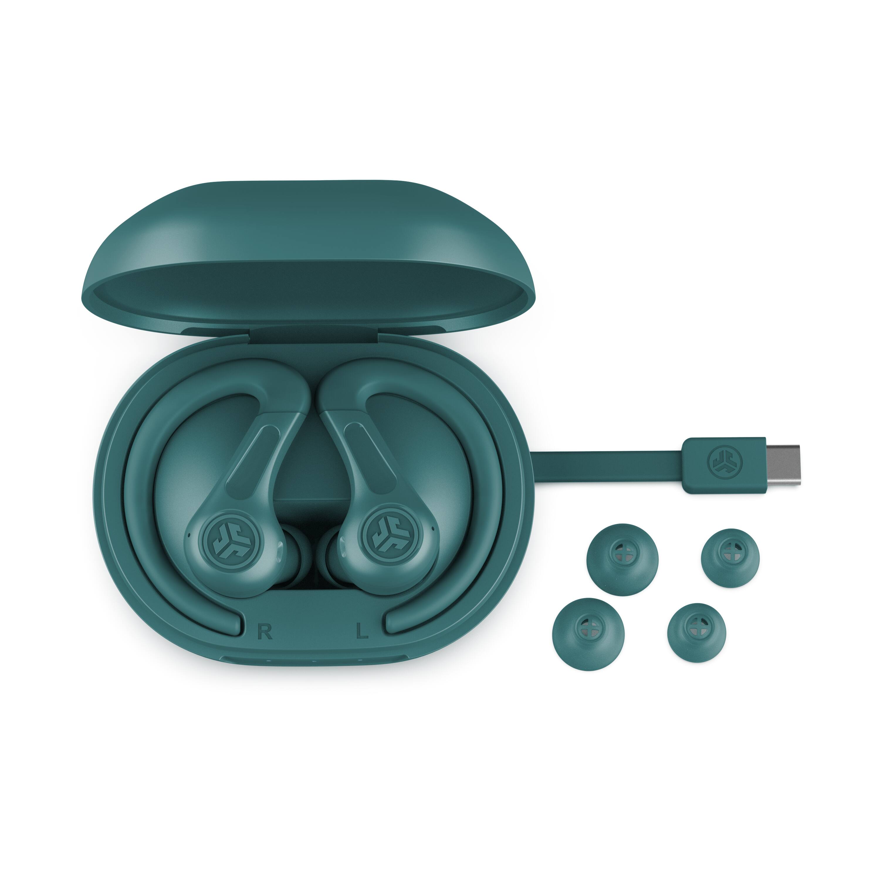 Alt View 1. JLab - JBuds Sport ANC 4 True Wireless Earbuds - Teal.
