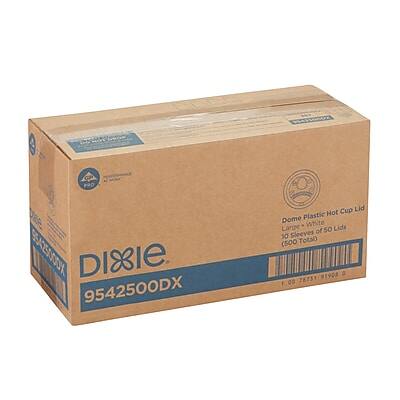Dixie  
9542500DX  
Dome Plastic Hot Cup Lid  
Large  
Plastic of 50 Lids  
(500 Total)  
10 Sleeves