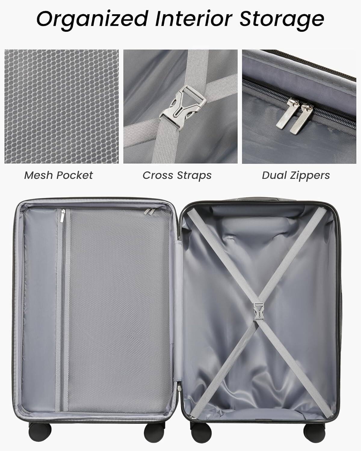 Organized Interior Storage

- Mesh Pocket
- Cross Straps
- Dual Zippers