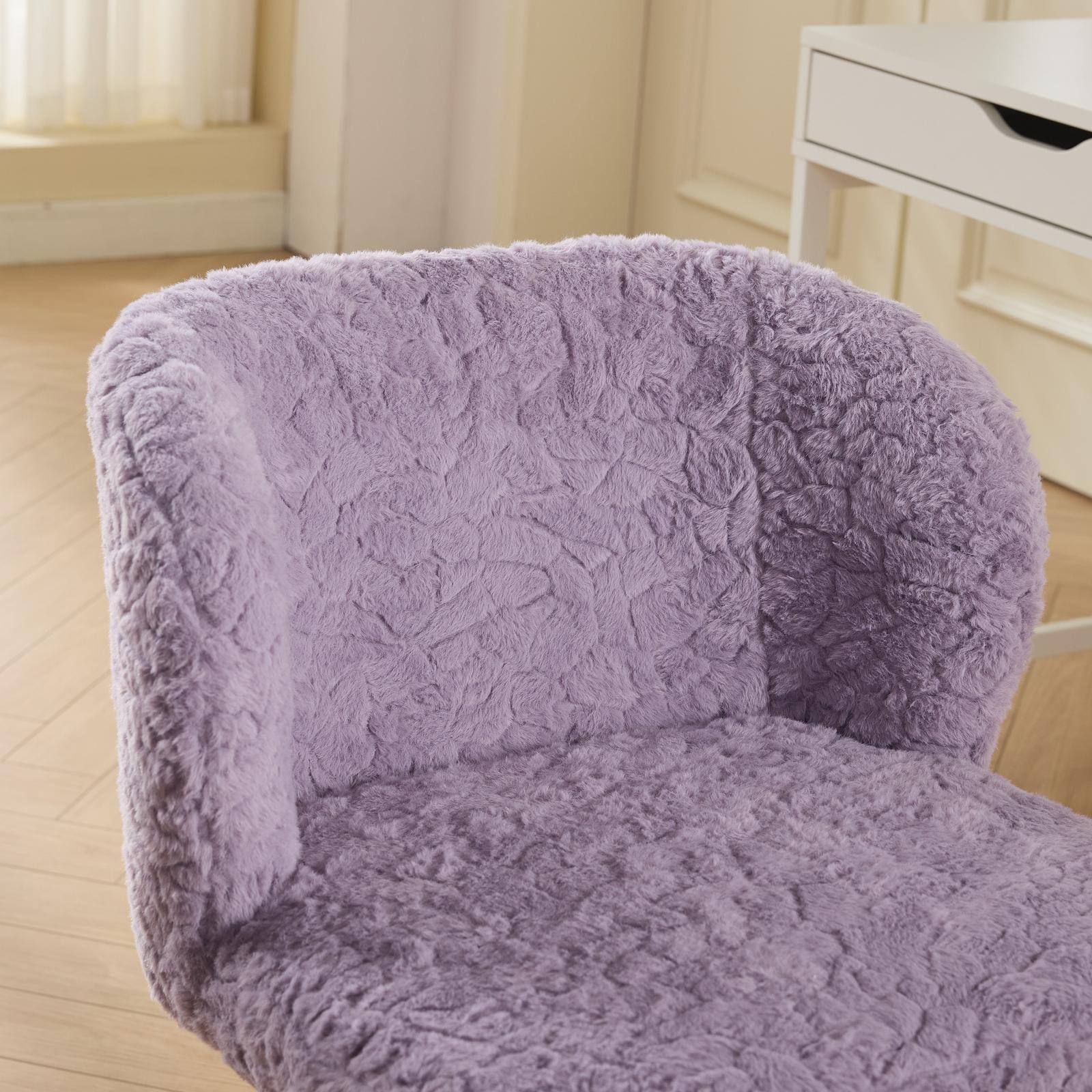 Alt View 1. Spaco - Spaco Office Chair, Artificial Rabbit Hair Home Office Chair with Metal Base, Adjustable Desk Swivel Chair, Vanity Chair - Violet.