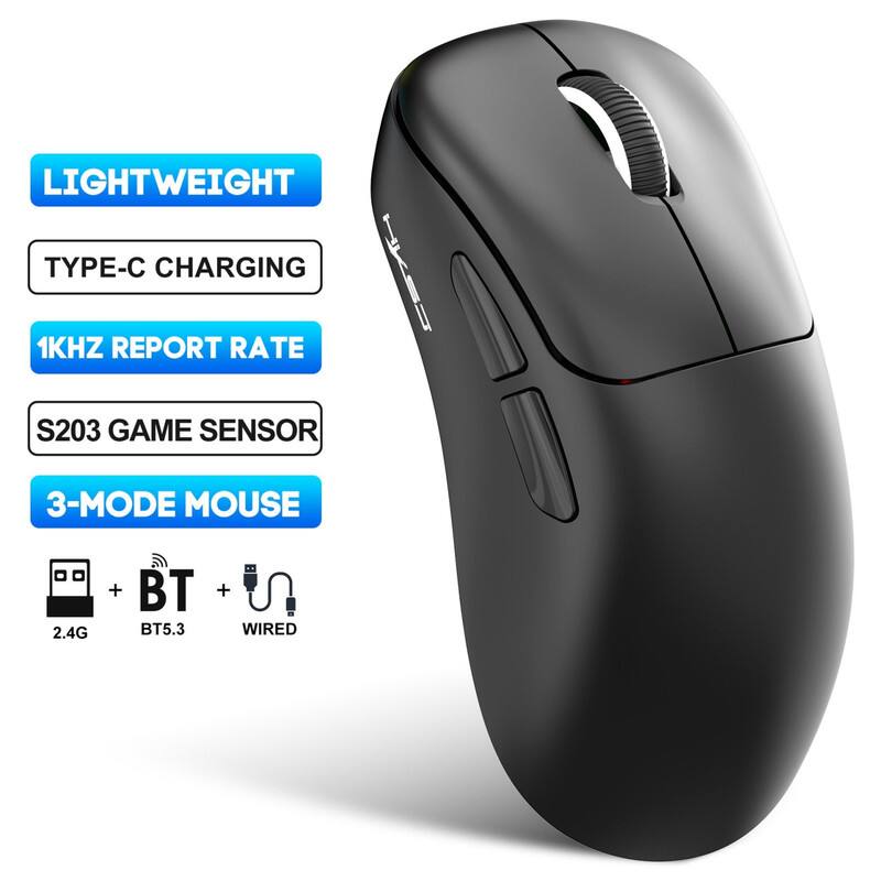 LIGHTWEIGHT  
TYPE-C CHARGING  
1KHZ REPORT RATE  
S203 GAME SENSOR  
3-MODE MOUSE  
2.4G + BT5.3 + WIRED