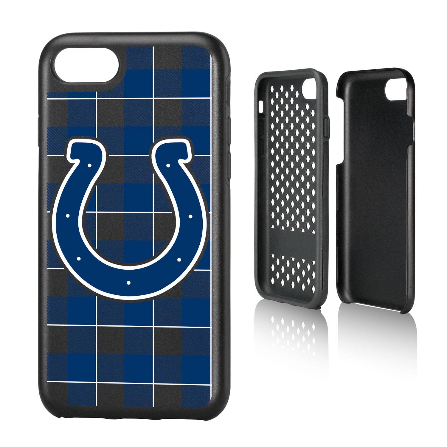 Alt View 3. Keyscaper - Indianapolis Colts iPhone Rugged Plaid Design Case - XR - Multicolor.