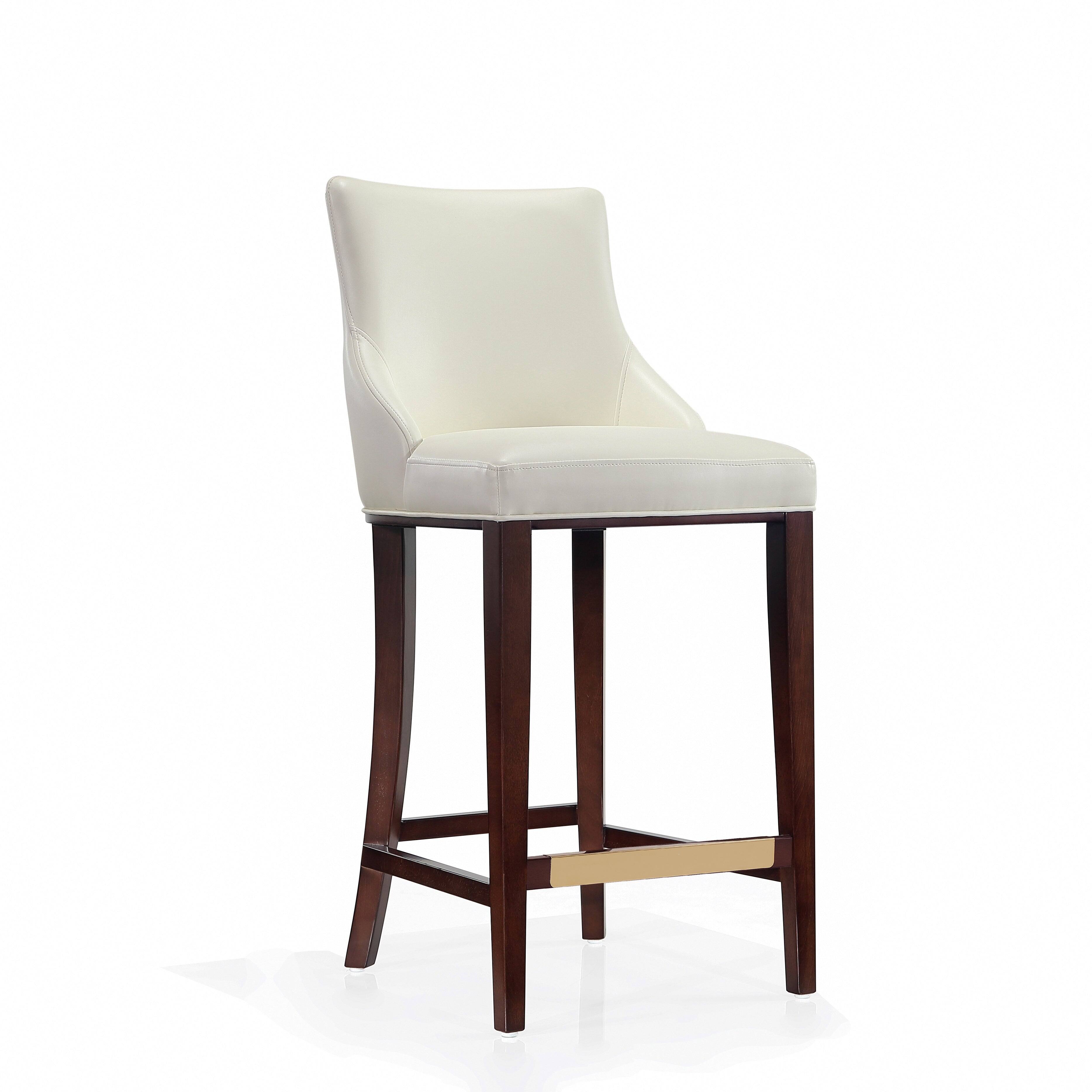 Alt View 1. Manhattan Comfort - Shubert Modern Wood Upholstered Barstool - Ivory.