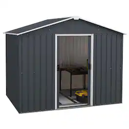 Costway - 5.7 FT x 7.5 FT Outside Storage Shed Double Door Outdoor Tool House withAir Window - Gray