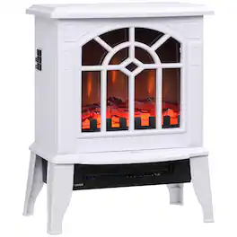 Tiramisubest - Portable Electric Fireplace Stove,18" Freestanding Fireplace Heater with Realistic Flame,Overheating Protection - White