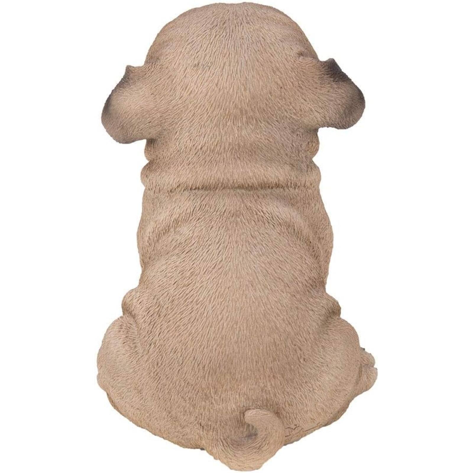 Left. Pacific Trading - Realistic Animal Sitting Pug Puppy Collectible Home Decor Figurine 5.7 Inch Brown.